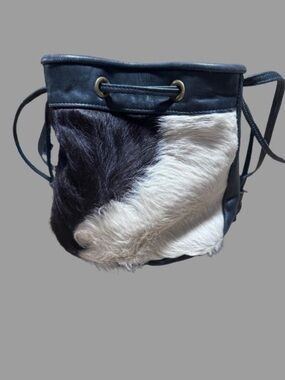 Becky Pena Leathers Black & White Haircalf  Bucket Bag